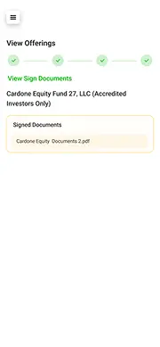 Investment offering document interface screenshot