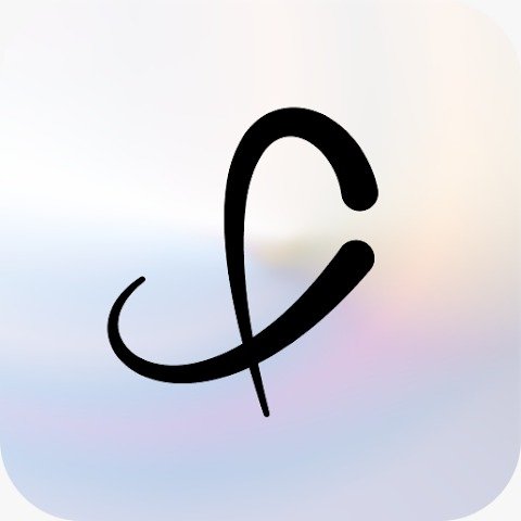 A stylized, black lowercase letter f on a soft gradient background with pastel blue, purple, and cream tones. The corners of the image are rounded.